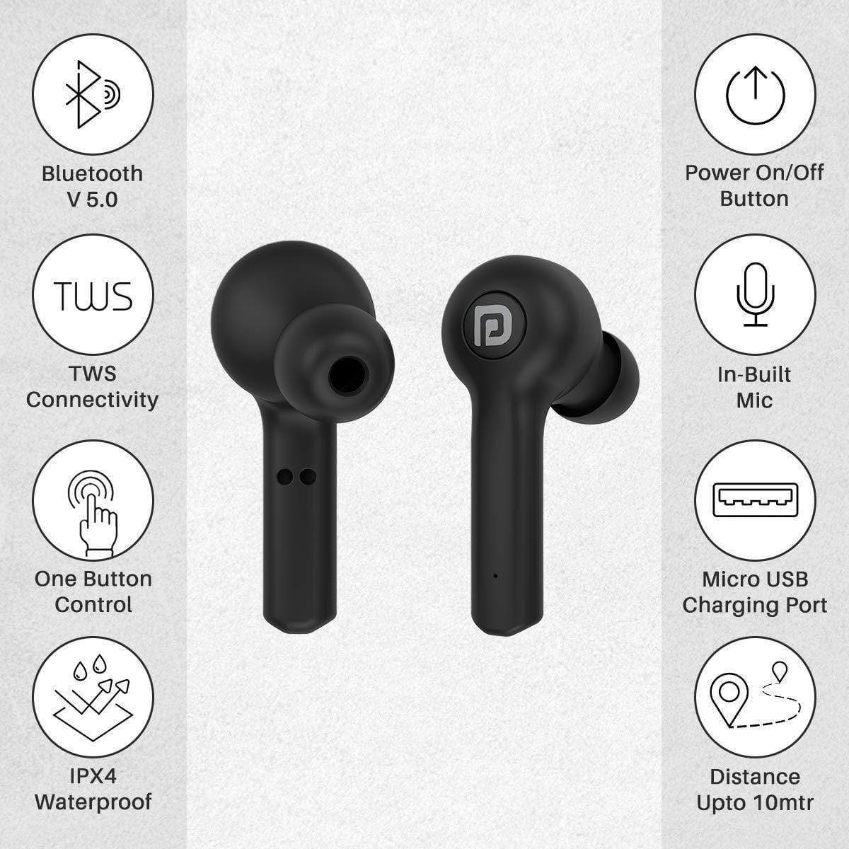 Portronics Harmonics Twins 22 Smart TWS Earpods Bluetooth Headset with Voice Assistant-Earbuds-dealsplant
