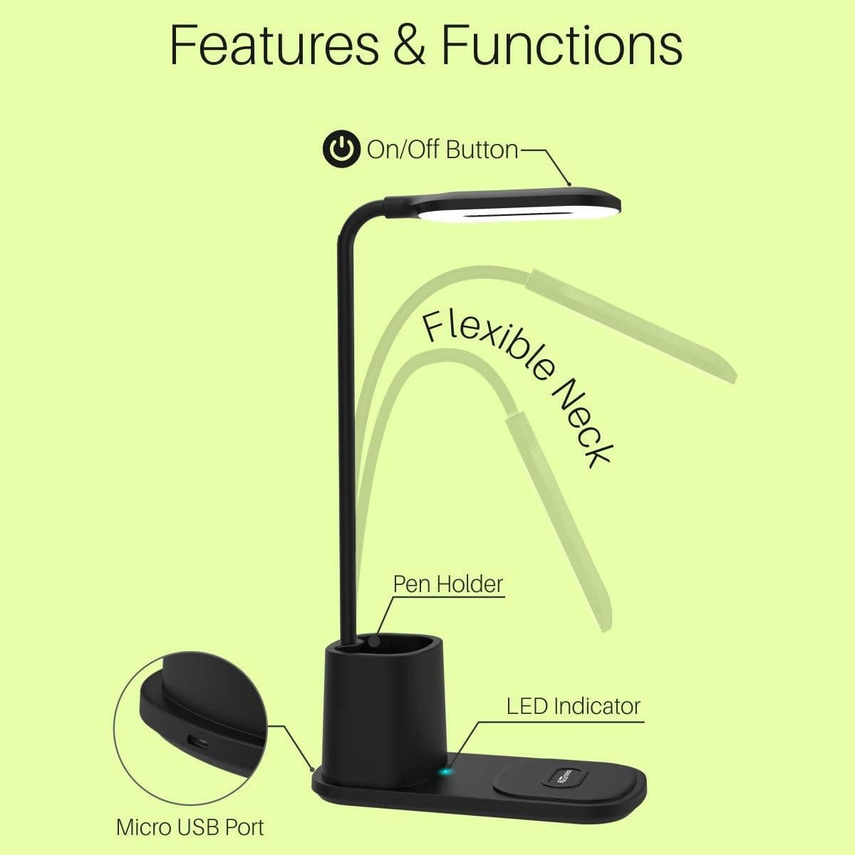 Portronics Brillo II Lamp with Wireless Charging-Lamp with Wireless Charging-dealsplant