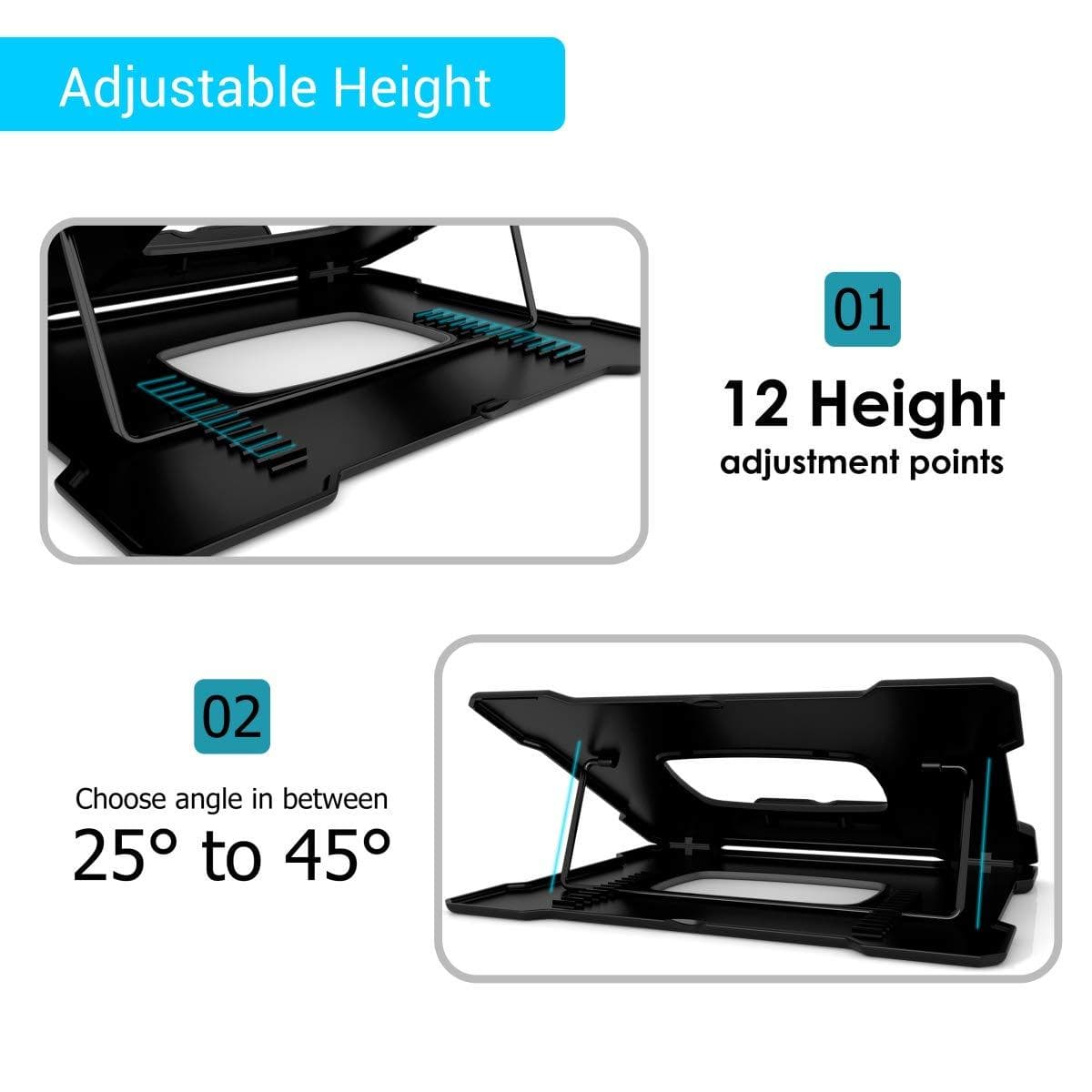 Portronics My Buddy Hexa III Foldable Laptop Stand, Air Ventilated, 12 Angle Adjustment, for 12 to 18 Inch Laptops (Black)-laptop care-dealsplant