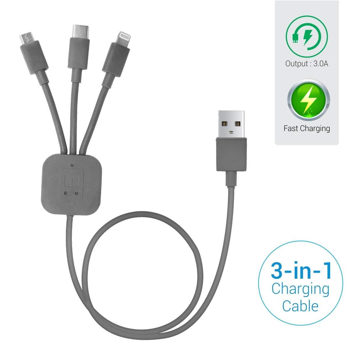 Portronics Konnect-Trio Plus 3-in-1 Multi-Functional Charging Cable 1.2M-Multi-Functional Charging Cable-dealsplant