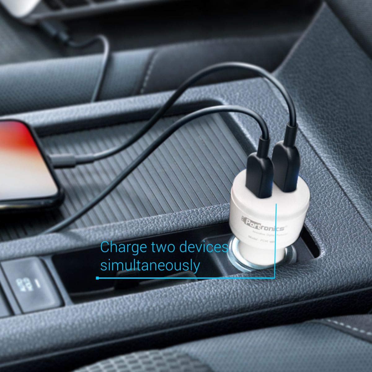 Portronics CarPower QC POR-1004 Dual Port Car Charger with Quick Charge 3.0 Port, a USB Port with 1M Micro USB Cable-Power Bank-dealsplant