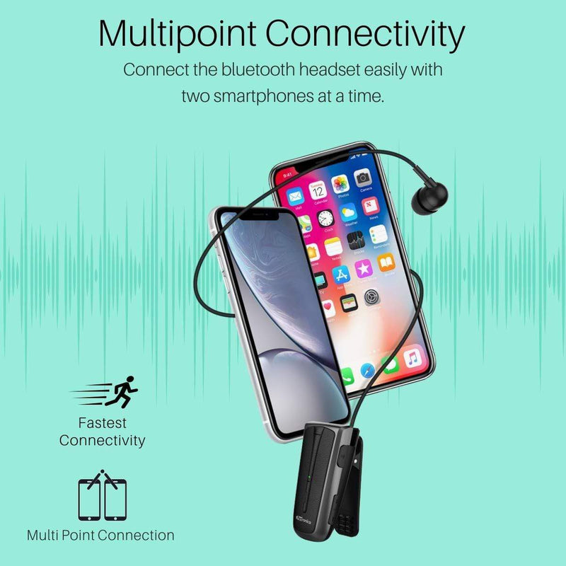 Portronics Harmonics Klip 4 Retractable Bluetooth Music & Calling Earphone-Retractable Bluetooth-dealsplant