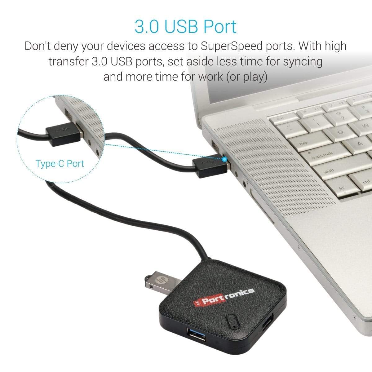 Portronics POR 696 M port 34 M USB3.0 Hub with Type-C Cable-USB HUB-dealsplant