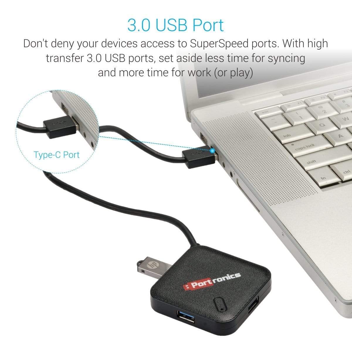 Portronics POR 696 M port 34 M USB3.0 Hub with Type-C Cable