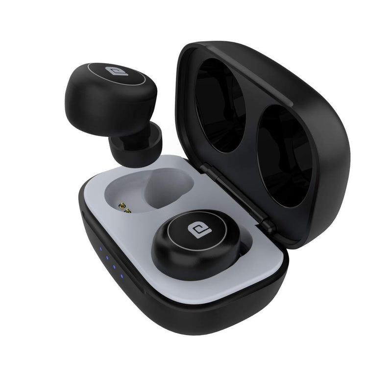 Portronics Harmonics Twins Mini POR-325 HD True Wireless Stereo Headphones with High Bass, LED Indicator, TWS Bluetooth 5.0 Wireless Earphones, Black-Wired Earphone-dealsplant