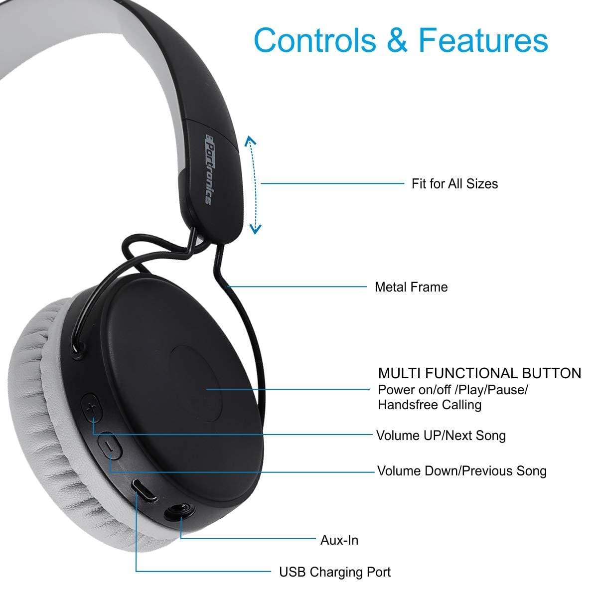 Portronics Muffs M POR-317 Wireless Bluetooth 5.0 Stereo On-Ear Headphones-Wireless Bluetooth-dealsplant