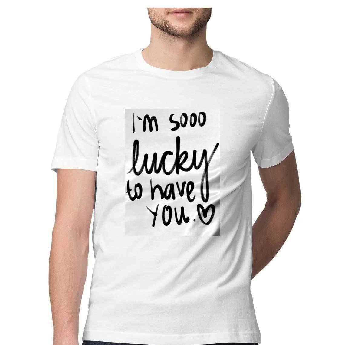 Dealsplant Half Sleeve Round Neck Lucky to have you_1 T-Shirt for Men-Clothing-dealsplant