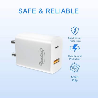 QUANTUM QHM-3500 FAST Charger 20 W 0.6 A Multiport Mobile Charger with Detachable Cable-CHARGER ADAPTER-dealsplant