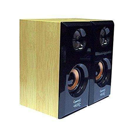 Quantum QHM630 Portable Laptop/Desktop USB Powered Multimedia Wooden Speaker with AUX Input (Random Color)-Audio Speakers-dealsplant