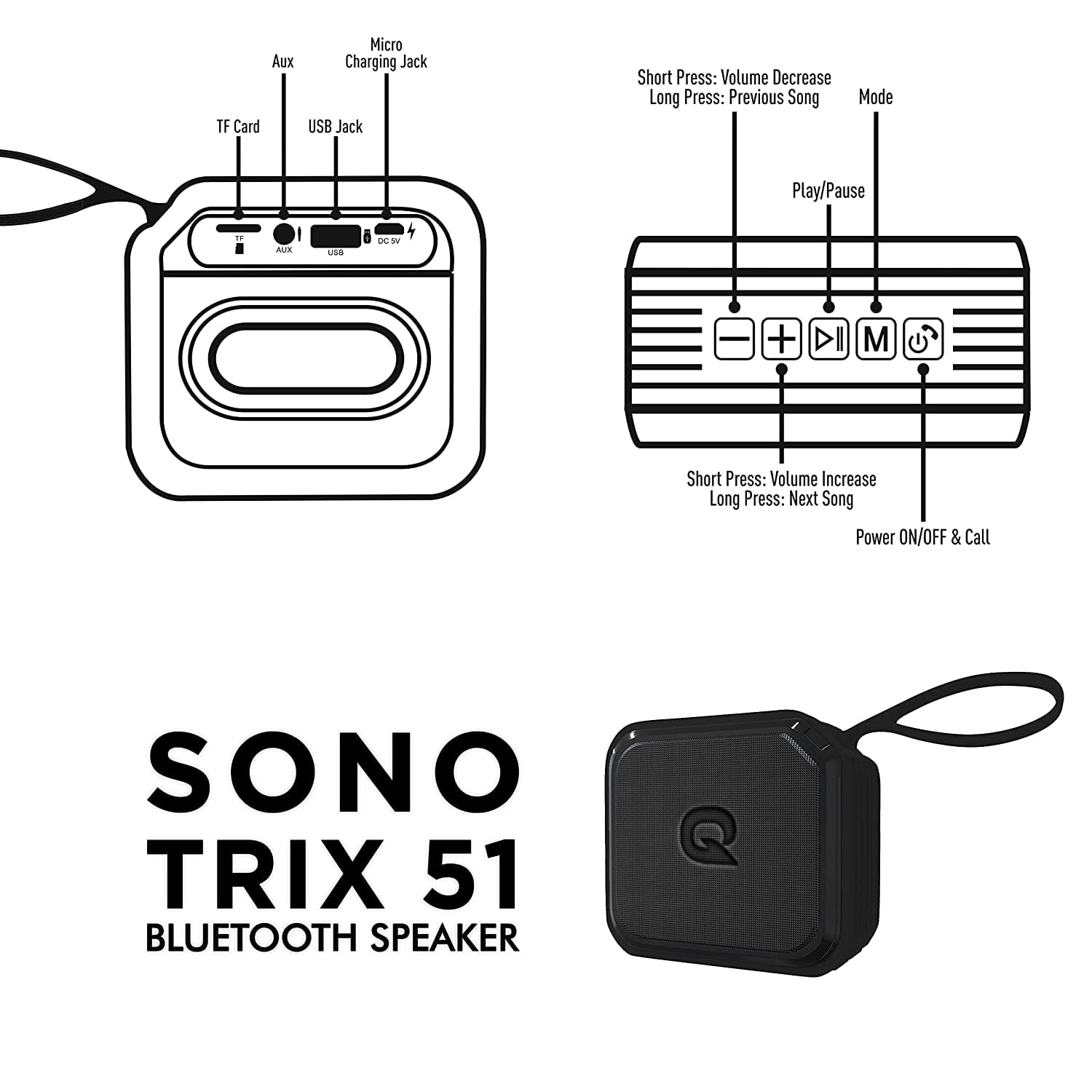 Quantum Sono Trix 51 Bluetooth Speaker, 5W Output-Bluetooth Speakers-dealsplant