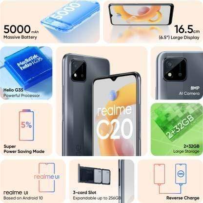 realme C20 (2GB+32GB)-Mobile Phones-dealsplant