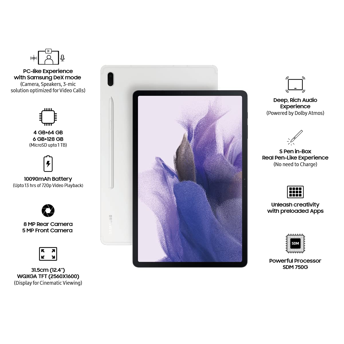 Samsung Galaxy Tab S7 FE 31.5 cm (12.4 inch (6GB+128GB STORAGE)-Tablet Computers-dealsplant