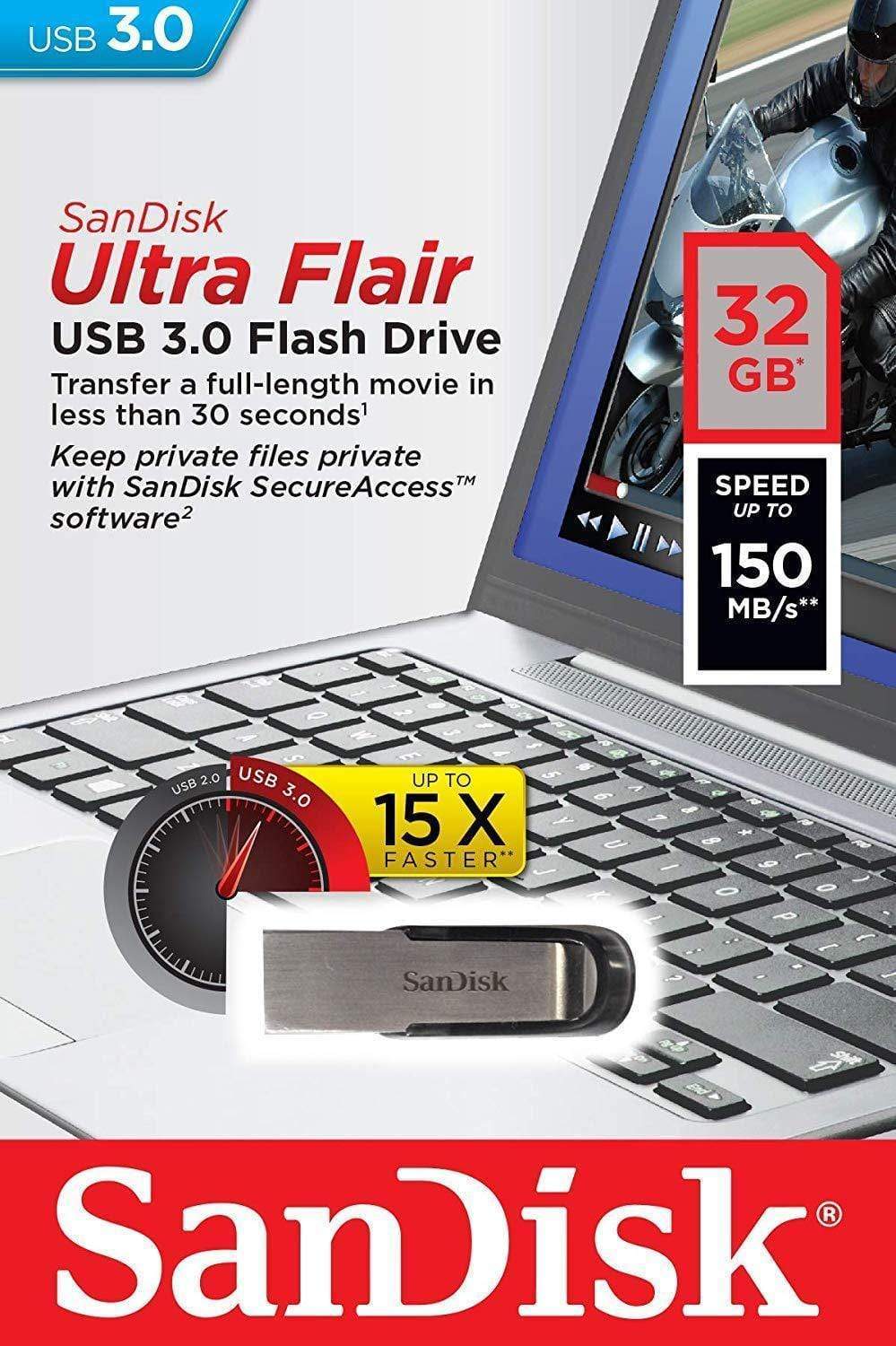 SanDisk Ultra Flair USB 3.0 32 GB Flash Drive 32GB PENDRIVE-Memory Cards-dealsplant