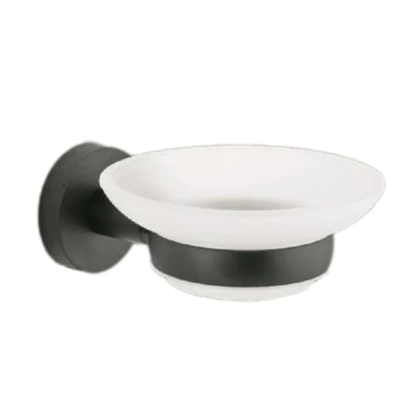 Parryware Soap Holder with glass Shiny Black-soap holder-dealsplant