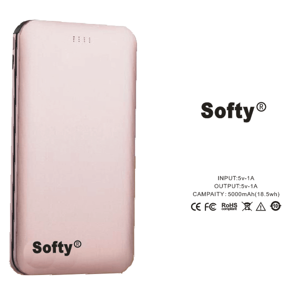 Softy premium quality 5000mah power bank with in-build cable-Power banks-dealsplant
