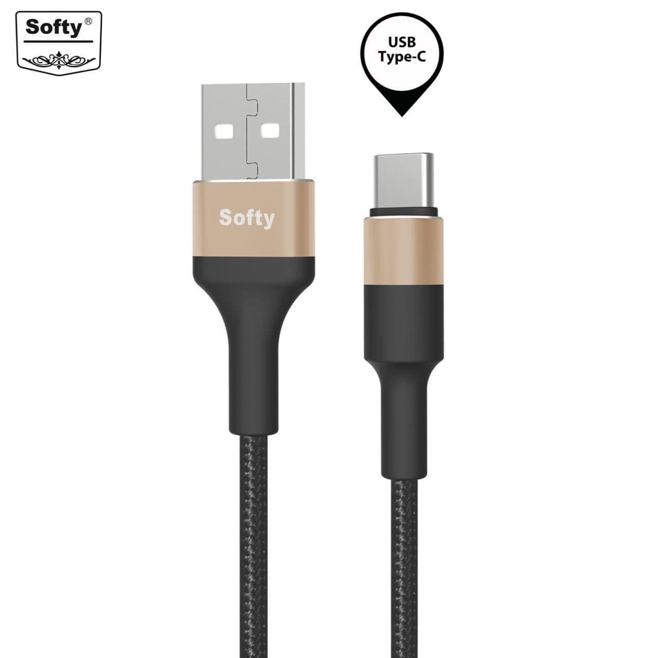 Softy premium quality 2.4-Amp Type-C usb cable metal series 1M-USB Cable-dealsplant