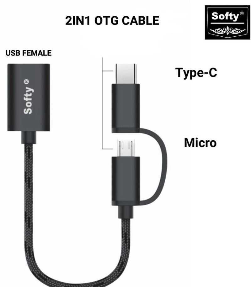 Softy premium quality 2in1 OTG cable (C-Type & Micro )-USB Cable-dealsplant
