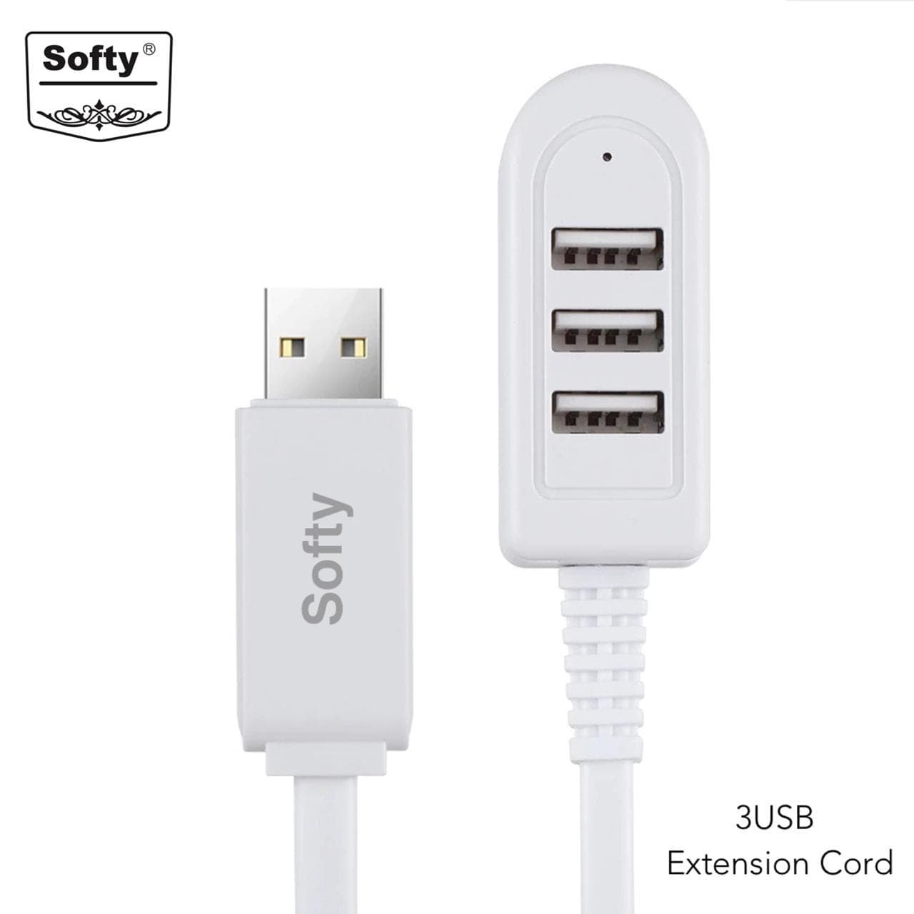 Softy premium quality 3-USB extension cord with data-USB Cable-dealsplant
