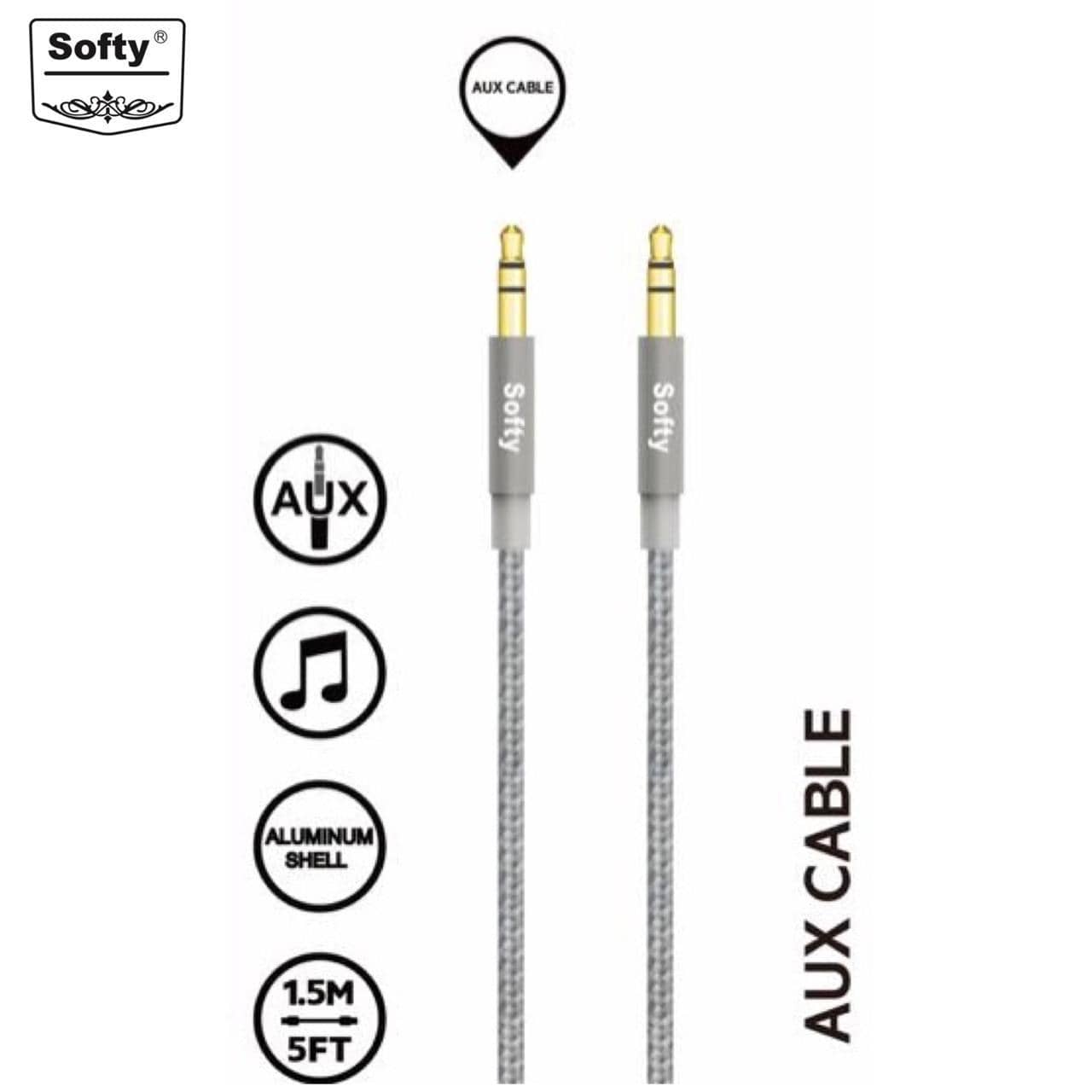 Softy premium quality Nylon Aux cable 1.5 M-USB Cable-dealsplant
