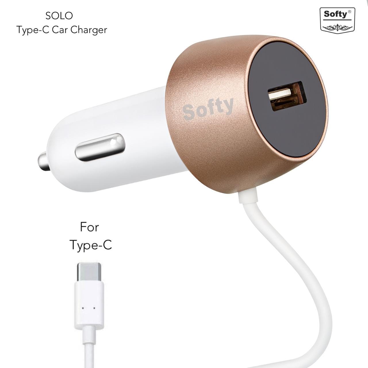 Softy premium quality 2.1-Amp Type-C car charger with wire-USB CAR CHARGERS-dealsplant
