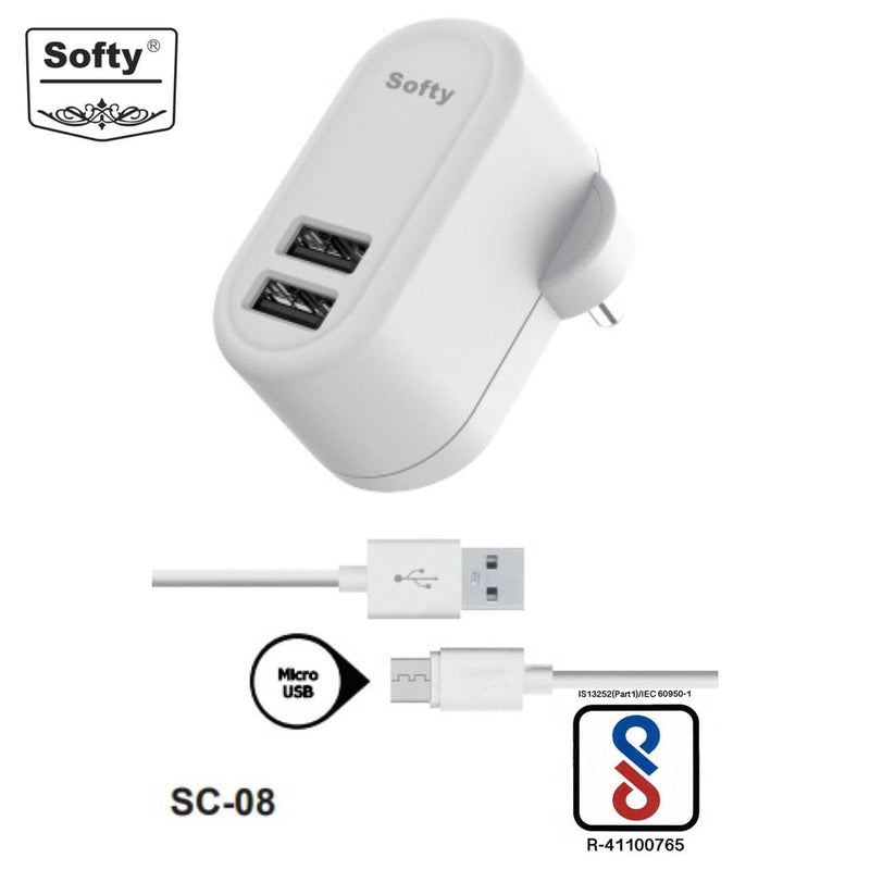 Softy premium quality 2.4-Amp USB charger with cable-USB CHARGER-dealsplant