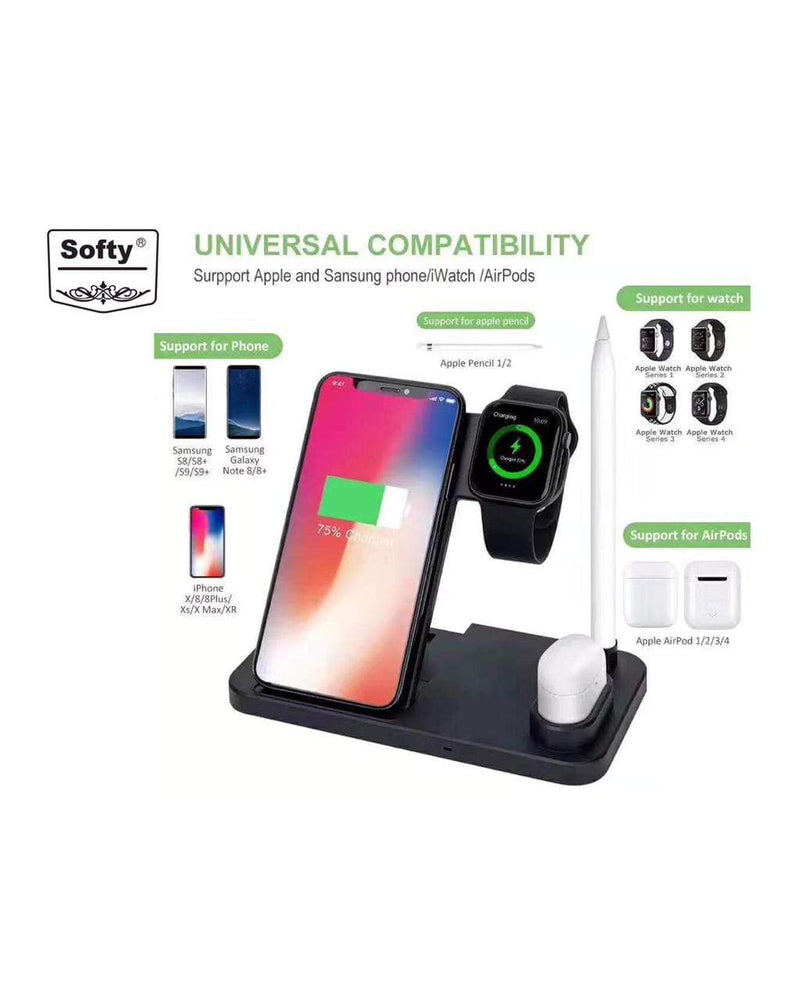 Softy premium quality 4in1 Wireless charger with pencil holder-WIRELESS CHARGER-dealsplant