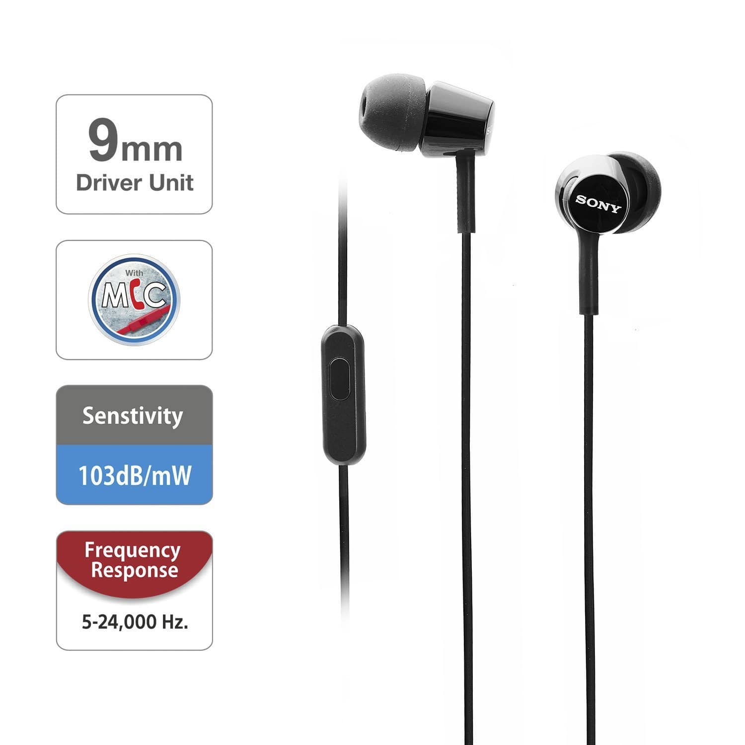 Sony MDR-EX155AP Wireless in Ear Headphone with Mic-Headphones-dealsplant