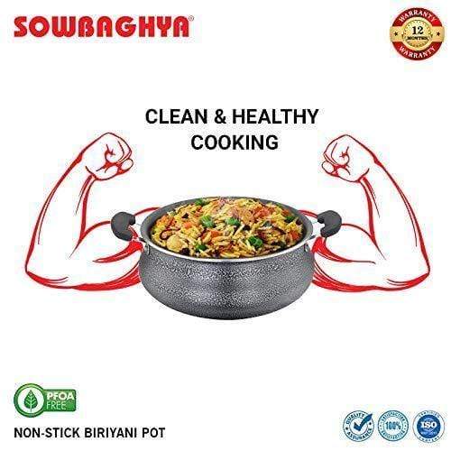 SOWBAGHYA Aluminium Biriyani Pot With Lid, 3 L (Black)-Home & Kitchen Appliances-dealsplant