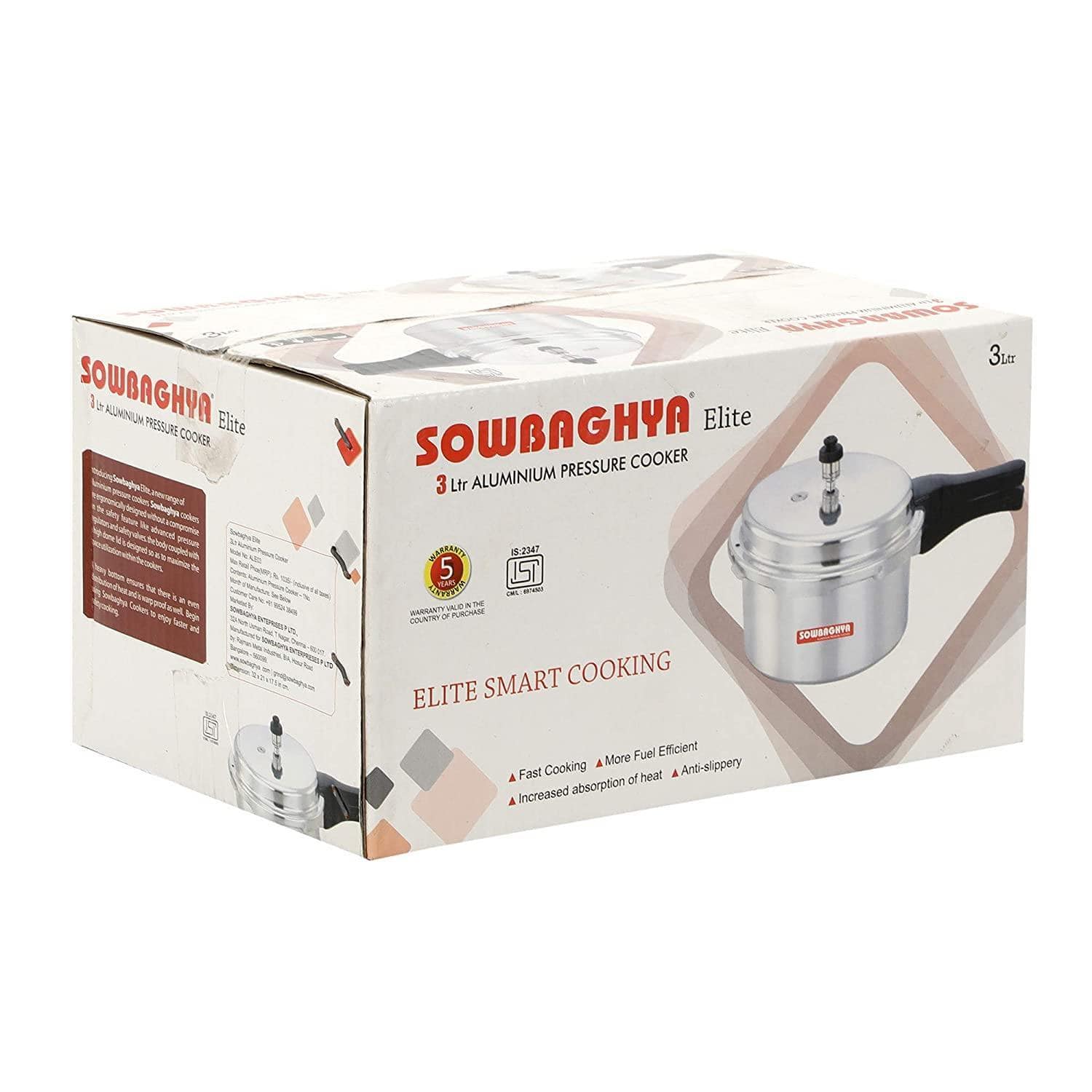 SOWBAGHYA Elite Aluminium Silver ISI Pressure Cooker (7.5 litres)-Home & Kitchen Appliances-dealsplant
