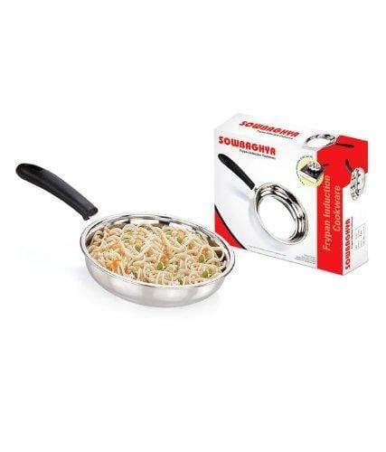 SOWBAGHYA INDUCTION BASE STAINLESS STEEL FRY PAN 22CM-Home & Kitchen Appliances-dealsplant