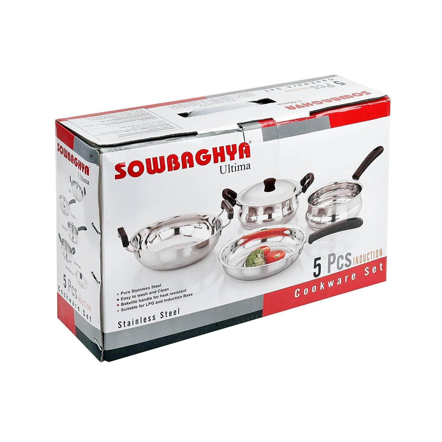 SOWBAGHYA Ultima Stainless Steel Cookware Set, 5 Piece (Silver)-Home & Kitchen Appliances-dealsplant