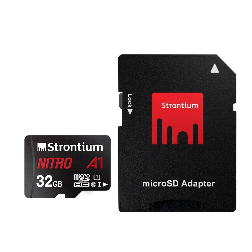 Strontium Nitro A1 64GB Micro SDXC Memory Card 100MB/s A1 UHS-I U3 Class 10 with High Speed Adapter for Smartphones Tablets Drones Action Cams (SRN64GTFU3A1A)-Memory Cards-dealsplant