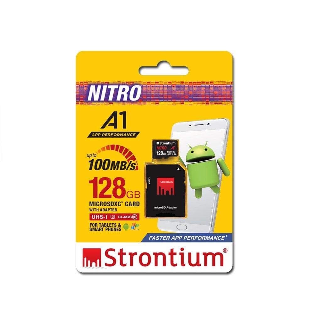 Strontium Nitro A1 64GB Micro SDXC Memory Card 100MB/s A1 UHS-I U3 Class 10 with High Speed Adapter for Smartphones Tablets Drones Action Cams (SRN64GTFU3A1A)-Memory Cards-dealsplant