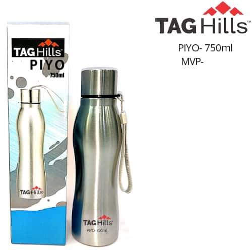 TAG Hills Piyo Stainless Steel Water Bottle 750ml Silver-Home & Kitchen Appliances-dealsplant