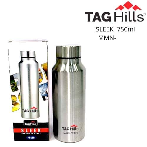 TAG Hills Sleek Stainless Steel Water Bottle 750ml Silver-Home & Kitchen Appliances-dealsplant