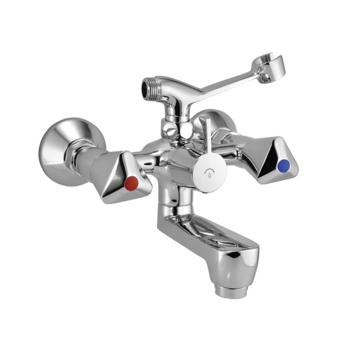 Essco 2 Way Wall Mixer Tropical TQT-CHR-517 with Telephone Shower Arrangement only with Crutch ( - Chrome Finish Only to Spout & Hand Shower-Wall Mixer-dealsplant