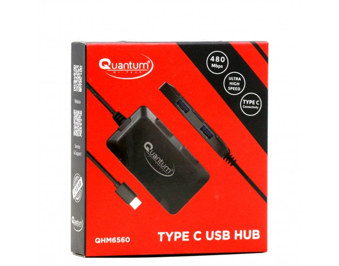 QUANTUM 6560 TYPE C 4 Port 2.0 USB Hub (Black) USB Port V 2.1-4 Port USB HUB-dealsplant