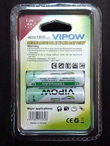 Vipow Ni-Mh AA Rechargeable Battery 1800mah 1.2V, 1 pack of 2 Pieces-Rechargeable Batteries-dealsplant