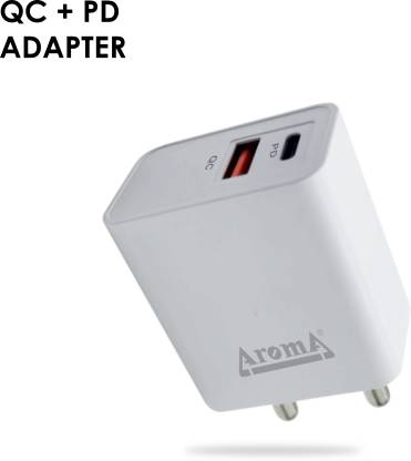 Aroma 38 W 5 A Multiport Mobile WC-120 38W 5 Amp Fast Charging PD + QC 3.0 fast charger with type c to type c cable-C-toC type Cable-dealsplant