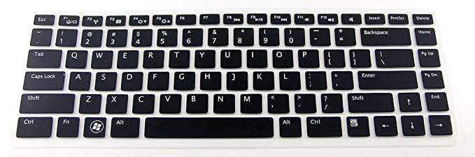 Yashi Laptop Keyboard Protector Skin Cover Black with Clear Silicone Rubber for Dell Inspiron 14R - N4110-Keyboard Protectors-dealsplant