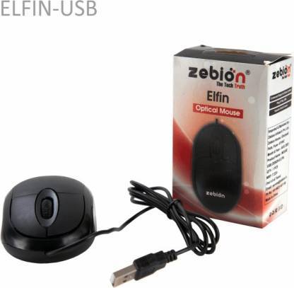 zebion ELFIN Wired Optical Mouse (USB 2.0, Black)-MOUSE-dealsplant