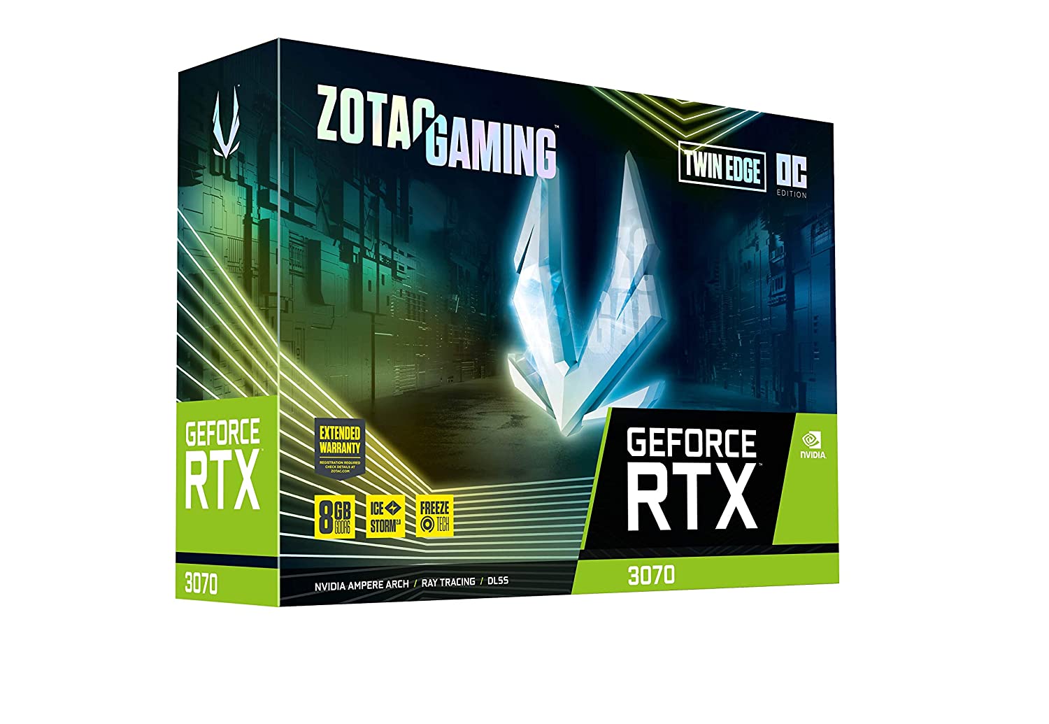 ZOTAC GAMING GeForce RTX 3070 Twin Edge OC 8GB GDDR6 256-bit 14 Gbps PCIE 4.0 Gaming Graphics Card, IceStorm 2.0 Advanced Cooling, White LED Logo Lighting, ZT-A30700H-10P-GRAPHICS CARD-dealsplant